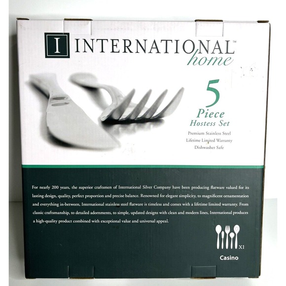 International Home 5 Piece Hostess Set Stainless Steel Flatware Casino Pattern - Picture 7 of 9